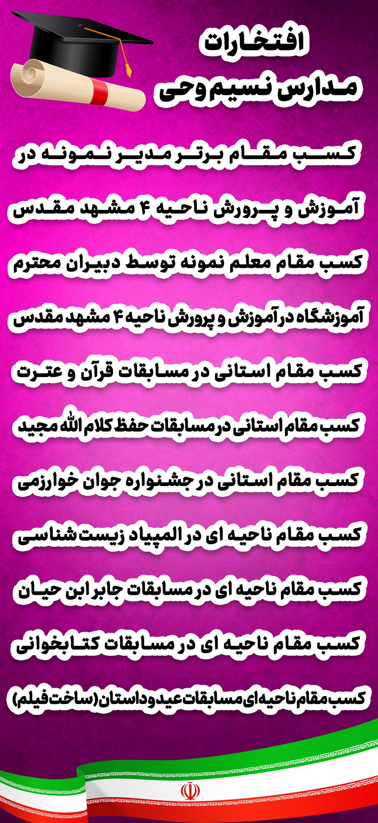 مدرسه نسیم وحی_بهترین مدرسه مشهد_بهترین مدارس دخترانه_مدارس قرآنی در مشهد_دوره دوم متوسطه در مشهد_ هنرستان_ فنی و حرفه ای_ رشته های هنری_ هنرستان در مشهد_گرافیک_طراحی دوخت_کامپیوتر_صنایع غذایی_معماری_ دبیرستان_رشته تجربی_رشته ریاضی و فیزیک رشته علوم انسانی دوره اول متوسطه در مشهد_ دبستان در مشهد_ کودکستان در مشهد_ پیش دبستانی در مشهد_ مجموعه مدارس نسیم وحی_ مدارس برتر مشهد_ بهترین مدارس غیر انتفاعی_ مدرسه انقلابی _ مدرسه قرآنی_ مدارس نمونه_ مدرسه حاج قاسم_ بهترین مدرسه غیر دولتی_ بهترین مدارس دخترانه_ مدرسه نمونه در مشهد_ مدرسه برتر مشهد_مدرسه نمونه در مشهد_عالی ترین مدارس مشهد_مدرسه برند_بهترین مدرسه علمی و مذهبی